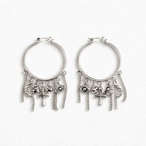 No Boundaries Silver Charm Hoop Earrings